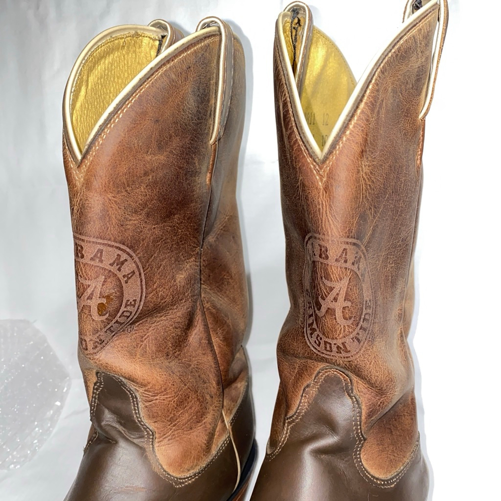 Men's Nocona Boots with University of Alabama Logo Brown Tan Boots Size 12 - Picture 14 of 15